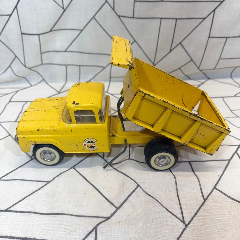 Ny-Lint Ford Dump Truck OS Yellow Vintage Pressed Steel Toy No. 1600